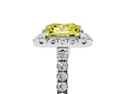 Fancy Yellow Princess Cut Diamond Halo Pavé Engagement Ring Set in Silver with Prong Setting