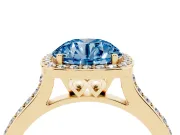Round Halo Engagement Ring Setting for a Fancy Blue Lab-Grown Diamond | Yellow Gold - Design NV-24729