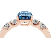 Emerald Cut Five Stone Engagement Ring Setting for a Fancy Blue Lab-Grown Diamond | Rose Gold