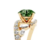 Round Bypass Engagement Ring Setting for a Fancy Green Lab-Grown Diamond | Yellow Gold