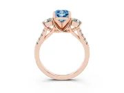 Cushion Cut Three-Stone Engagement Ring Setting for a Fancy Blue Lab-Grown Diamond | Rose Gold