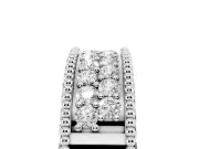 Round Lab-Grown Diamond Wide Double Row Pavé Wedding Band | Notched Side Walls | Platinum