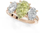 Pear-Shaped Vintage Three Stone Engagement Ring Setting for a Fancy Yellow Lab-Grown Diamond | Rose Gold