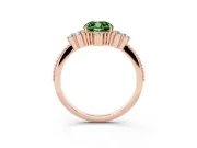 Cushion Cut Cluster Engagement Ring Setting for a Fancy Green Lab-Grown Diamond | Rose Gold