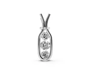 Round Lab-Grown Diamond Three-Stone Open Loop Pendant Necklace | V-Shaped Bail | White Gold