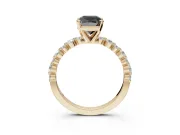 Cushion Cut Pavé Engagement Ring Setting for a Black Center | Alternating Accents | Yellow Gold