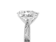 Pear-Shaped Engraved Solitaire Engagement Ring Setting | Milgrain Edges | White Gold