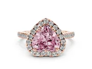 Heart-Shaped Halo Engagement Ring Setting for a Fancy Pink Lab-Grown Diamond | Tapered Band | Rose Gold