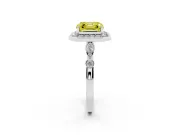 Asscher Cut Halo Engagement Ring Setting for a Fancy Yellow Lab-Grown Diamond | Bezel Station Shoulders | White Gold