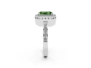 Emerald Cut Milgrain Halo Engagement Ring Setting for a Fancy Green Lab-Grown Diamond | Pavé Shoulders | White Gold