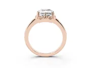 Asscher Cut Scalloped Petal Halo Engagement Ring Setting | Plain Band | Rose Gold
