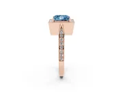 Princess Cut Milgrain Halo Engagement Ring Setting for a Fancy Blue Lab-Grown Diamond | Side Stones | Rose Gold