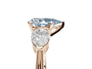 Pear-Shaped 3-Stone Engagement Ring Setting for a Fancy Blue Lab-Grown Diamond | Rose Gold