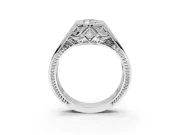Marquise Vintage Bezel Engagement Ring Setting | Engraved Band | Platinum