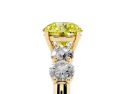 Round Five Stone Engagement Ring Setting for a Fancy Yellow Lab-Grown Diamond | Prong Set Side Stones | Yellow Gold