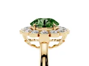 Round Scalloped Cluster Halo Engagement Ring Setting for a Fancy Green Lab-Grown Diamond | Plain Band | Yellow Gold