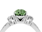 Fancy Green Three-Stone Pear Cut Diamond Twist Band Ring Set in Platinum with Pavé Accents and Prong Setting