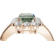 Radiant Cut Vintage Halo Engagement Ring Setting for a Fancy Green Lab-Grown Diamond | Milgrain Channel Band | Rose Gold
