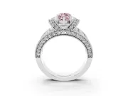 Marquise Vintage Pave Engagement Ring Setting for a Fancy Pink Lab-Grown Diamond | Milgrain Edges | Platinum