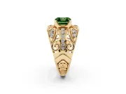 Asscher Cut Art Deco Engagement Ring Setting for a Fancy Green Lab-Grown Diamond | Yellow Gold