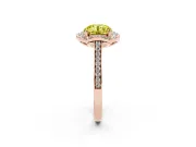 Round Halo Engagement Ring Setting for a Fancy Yellow Lab-Grown Diamond | Petal Tips | Rose Gold