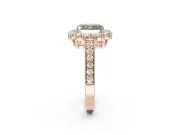 Radiant Cut Vintage Halo Engagement Ring Setting for a Fancy Green Lab-Grown Diamond | Milgrain Channel Band | Rose Gold
