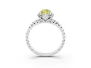 Fancy Yellow Marquise Cut Diamond Halo Ring Set in Platinum with Twisted Band and Prong Setting