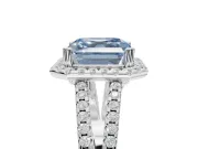 Asscher Cut Halo Split Shank Engagement Ring Setting for a Fancy Blue Lab-Grown Diamond | Pavé Shoulders | Platinum