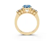 Round Close Set Five Stone Engagement Ring Setting for a Fancy Blue Lab-Grown Diamond | Yellow Gold