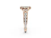 Round Halo Side Cluster Engagement Ring Setting | Graduated Channel Band | Rose Gold