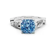 Cushion Cut Vine Engagement Ring Setting for a Fancy Blue Lab-Grown Diamond | White Gold