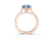 Round Floral Engagement Ring Setting for a Fancy Blue Lab-Grown Diamond | Pavé Band | Rose Gold