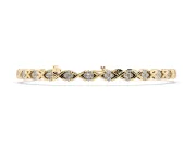 Round Lab-Grown Diamond Cluster Tennis Bracelet | Crossed X Links | Yellow Gold