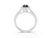 Radiant Cut Pavé Halo Engagement Ring Setting for a Black Center | Platinum