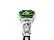 Fancy Green Princess Cut Diamond Five-Stone Prong Set Engagement Ring Set in Silver with Channel Band