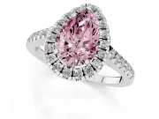 Pear-Shaped Raised Halo Engagement Ring Setting for a Fancy Pink Lab-Grown Diamond | Platinum