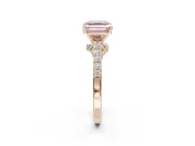 Asscher Cut Pavé Solitaire Engagement Ring Setting for a Fancy Pink Lab-Grown Diamond | Crossover Gallery | Rose Gold