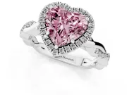Heart-Shaped Twisted Halo Engagement Ring Setting for a Fancy Pink Lab-Grown Diamond | White Gold