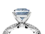 Princess Cut Vintage Milgrain Engagement Ring Setting for a Fancy Blue Lab-Grown Diamond | Graduated Stations | Platinum