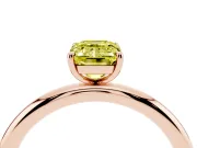 Emerald Cut Low Set Solitaire Engagement Ring Setting for a Fancy Yellow Lab-Grown Diamond | Plain Band | Rose Gold