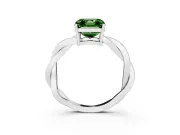 Fancy Green Asscher Cut Diamond Solitaire Twisted Pavé Ring Set in Platinum with Prong Setting