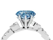 Fancy Blue Heart Cut Diamond Solitaire Leaf-Inspired Ring Set in Platinum with Pavé Band and Prong Setting