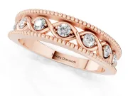 Round Lab-Grown Diamond Vintage Twisted Openwork Wedding Band | Milgrain Edges | Rose Gold