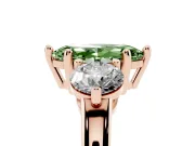 Fancy Green Marquise Cut Diamond Three-Stone Ring Set in Rose gold with Prong Setting and Classic Band