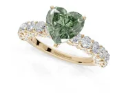 Heart-Shaped Shared Prong Engagement Ring Setting for a Fancy Green Lab-Grown Diamond | Yellow Gold