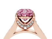 Cushion Cut Graduated Pavé Engagement Ring Setting for a Fancy Pink Lab-Grown Diamond | Rose Gold