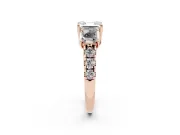 Asscher Cut Three Stone Engagement Ring Setting | Accented Shoulders | Rose Gold