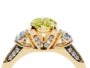 Pear-Shaped Hidden Halo Three Stone Engagement Ring Setting for a Fancy Yellow Lab-Grown Diamond | Yellow Gold