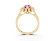 Cushion Cut Milgrain Cluster Halo Engagement Ring Setting for a Fancy Pink Lab-Grown Diamond | Plain Band | Yellow Gold