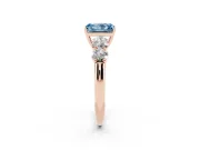 Radiant Cut Five Stone Engagement Ring Setting for a Fancy Blue Lab-Grown Diamond | Prong Set Side Stones | Rose Gold
